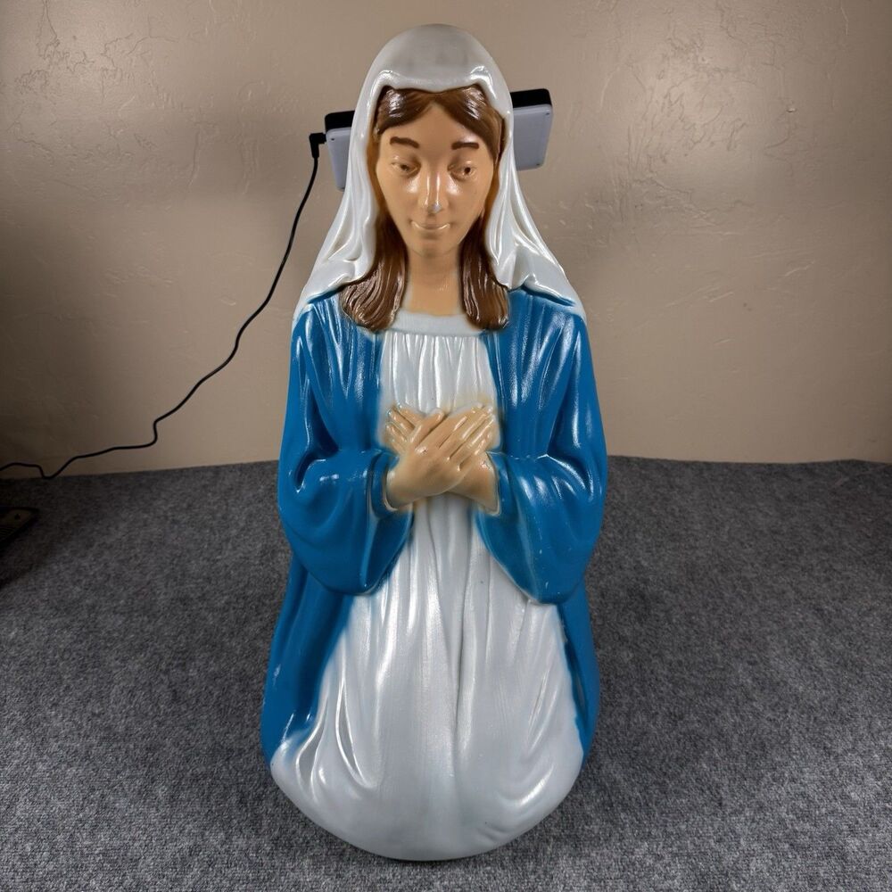 Vintage Blow Mold General Foam Plastics Mary From Nativity ~ Christmas 27” - Picture 2 of 11